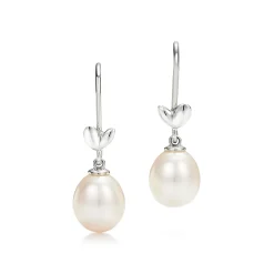 Tiffany & Co. Paloma Picasso® Olive Leaf drop earrings in sterling silver with pearls. | ^ Earrings|Sterling Silver Jewelry