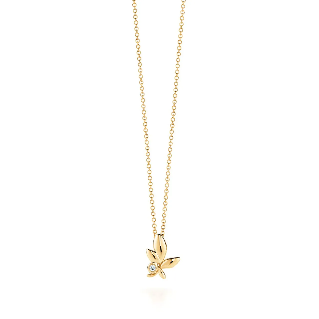 Tiffany & Co. Paloma Picasso® Olive Leaf pendant in 18k gold with a diamond, mini. | ^ Necklaces & Pendants|Gold Jewelry