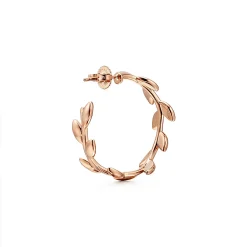 Tiffany & Co. Paloma Picasso® Olive Leaf hoop earrings in 18k rose gold. | ^ Earrings|Hoop Earrings