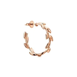 Tiffany & Co. Paloma Picasso® Olive Leaf hoop earrings in 18k rose gold. | ^ Earrings|Hoop Earrings