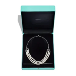 Tiffany & Co. Paloma Picasso® Olive Leaf three-row pearl necklace in sterling silver. | ^ Necklaces & Pendants|Sterling Silver Jewelry