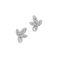 Tiffany & Co. Paloma Picasso® Olive Leaf earrings in 18k white gold with diamonds. | ^ Earrings|Diamond Jewelry