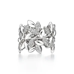 Tiffany & Co. Paloma Picasso® Olive Leaf Band Ring in White Gold with Diamonds | ^ Rings|Diamond Jewelry