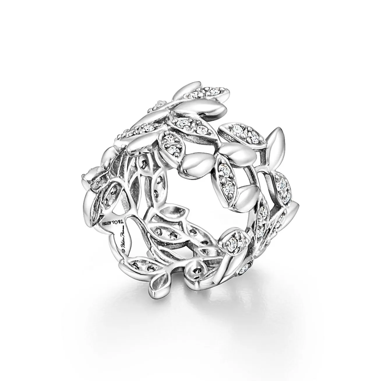 Tiffany & Co. Paloma Picasso® Olive Leaf Band Ring in White Gold with Diamonds | ^ Rings|Diamond Jewelry