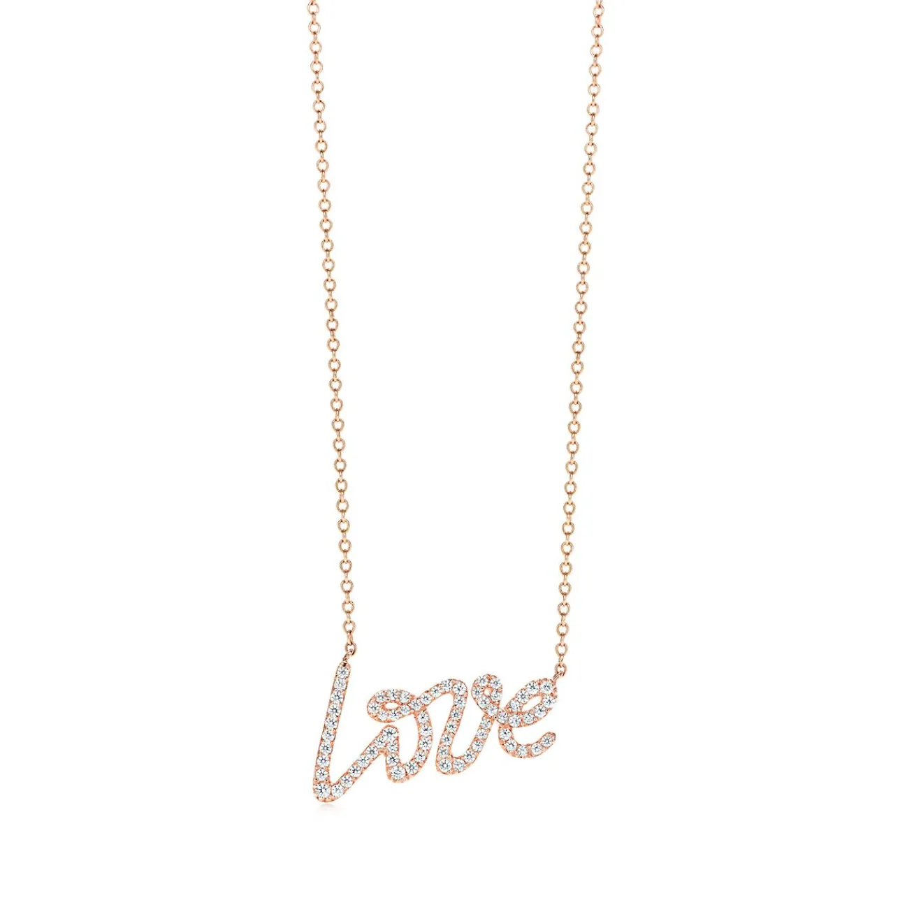 Tiffany & Co. Paloma's Graffiti love pendant in 18k rose gold with diamonds, small. | ^ Necklaces & Pendants|Rose Gold Jewelry