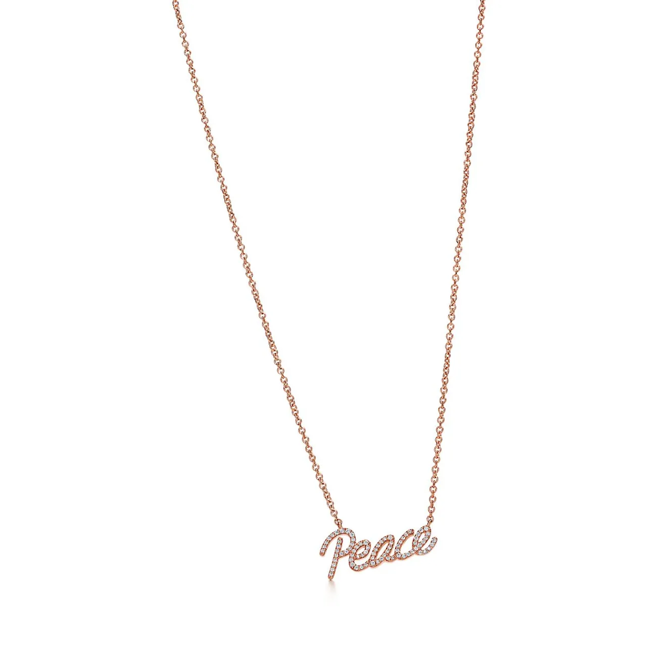 Tiffany & Co. Paloma's Graffiti peace pendant in 18k rose gold with diamonds, mini. | ^ Necklaces & Pendants|Rose Gold Jewelry