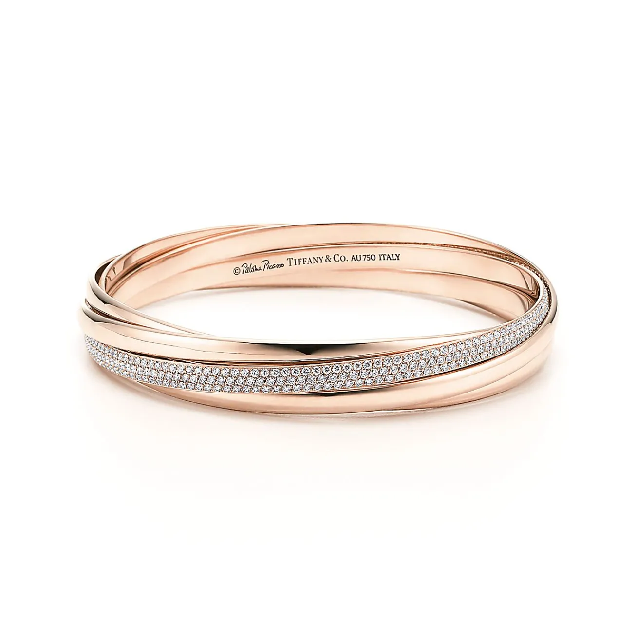 Tiffany & Co. Paloma's Melody five-band bangle in 18k rose gold with diamonds, medium. | ^ Bracelets|Rose Gold Jewelry
