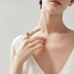 Tiffany & Co. Paloma's Studio baguette four-stone ring in 18k gold with gemstones. | ^ Rings|Gold Jewelry
