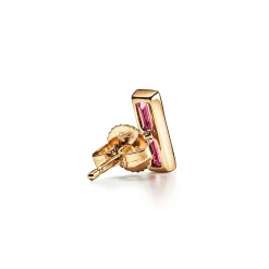 Tiffany & Co. Paloma's Studio bar earrings in 18k gold with baguette rubellites. | ^ Earrings|Gold Jewelry