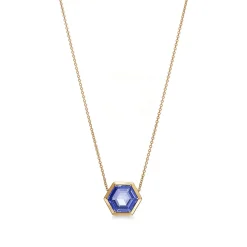 Tiffany & Co. Paloma's Studio hexagon pendant in 18k gold with a tanzanite. | ^ Necklaces & Pendants|Gold Jewelry