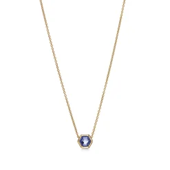 Tiffany & Co. Paloma's Studio hexagon pendant in 18k gold with a tanzanite. | ^ Necklaces & Pendants|Gold Jewelry