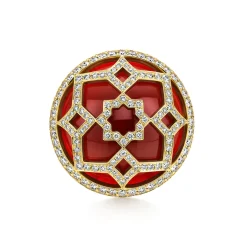 Tiffany & Co. Paloma's Zellige medallion ring with carnelian and diamonds in 18k gold. | ^ Diamond Jewelry