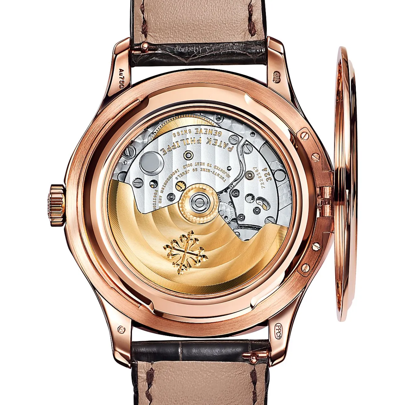Tiffany & Co. Patek Philippe Calatrava men's watch in 18k rose gold with a leather strap. | ^ Patek Philippe