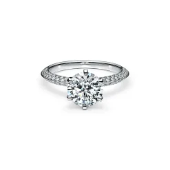 Tiffany & Co. Pavé Tiffany® Setting with a diamond band: world's most iconic engagement ring. | ^ Engagement Rings