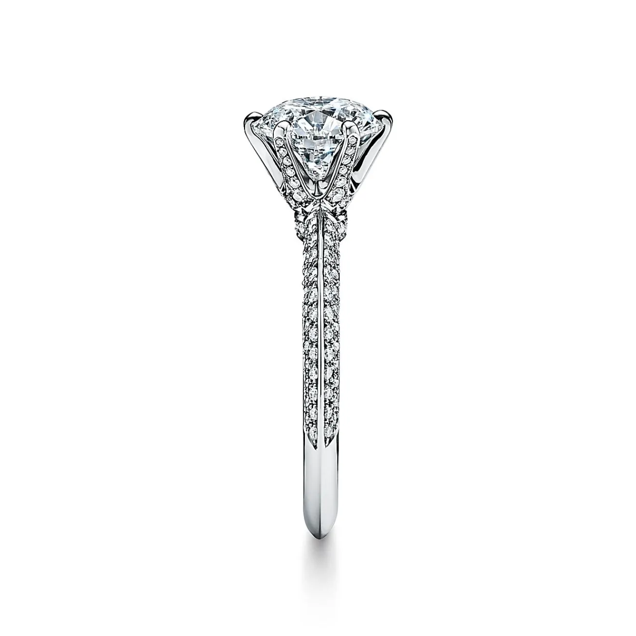 Tiffany & Co. Pavé Tiffany® Setting with a diamond band: world's most iconic engagement ring. | ^ Engagement Rings