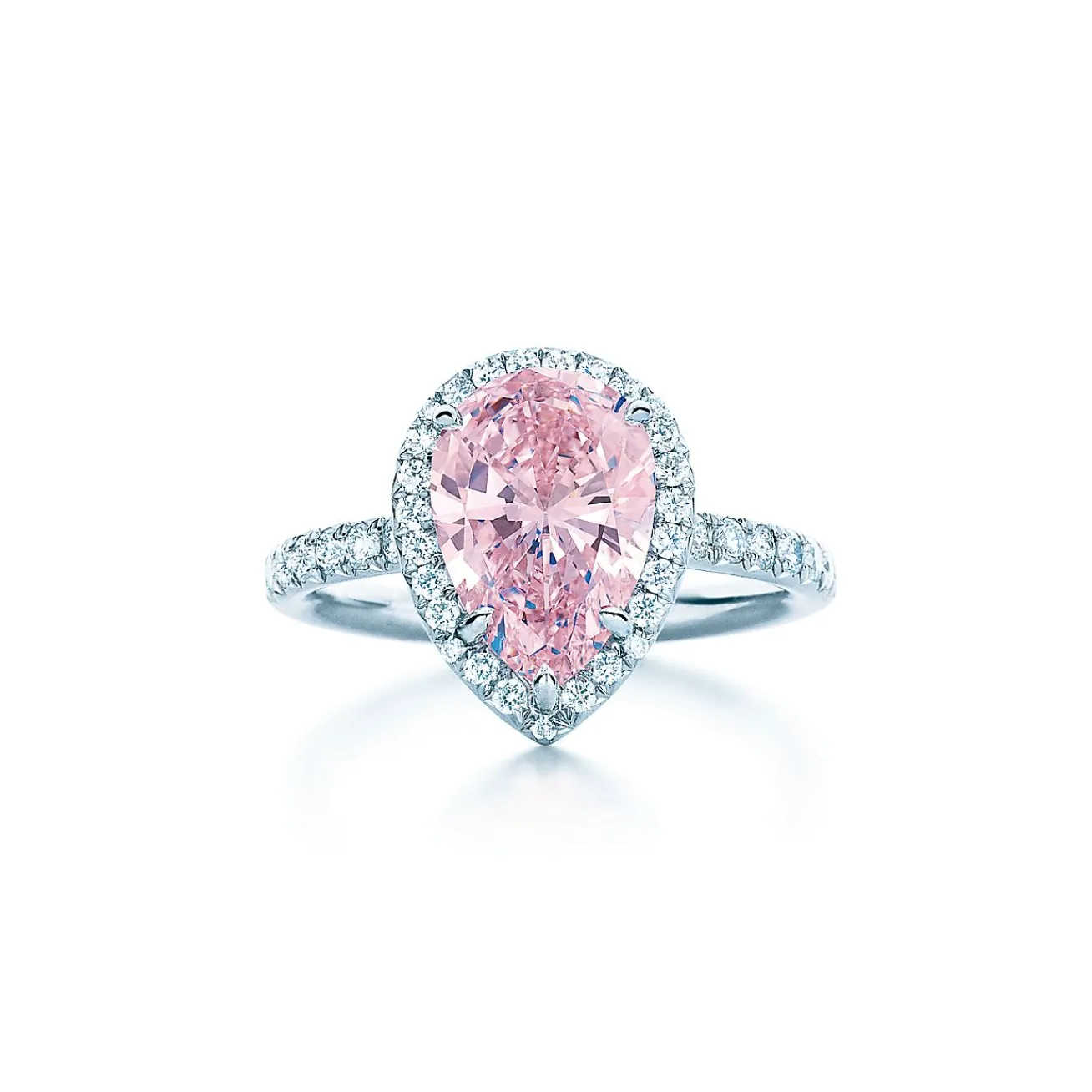 Tiffany & Co. Pear-shaped pink diamond ring in platinum with white diamonds. | ^ Platinum Jewelry|Diamond Jewelry