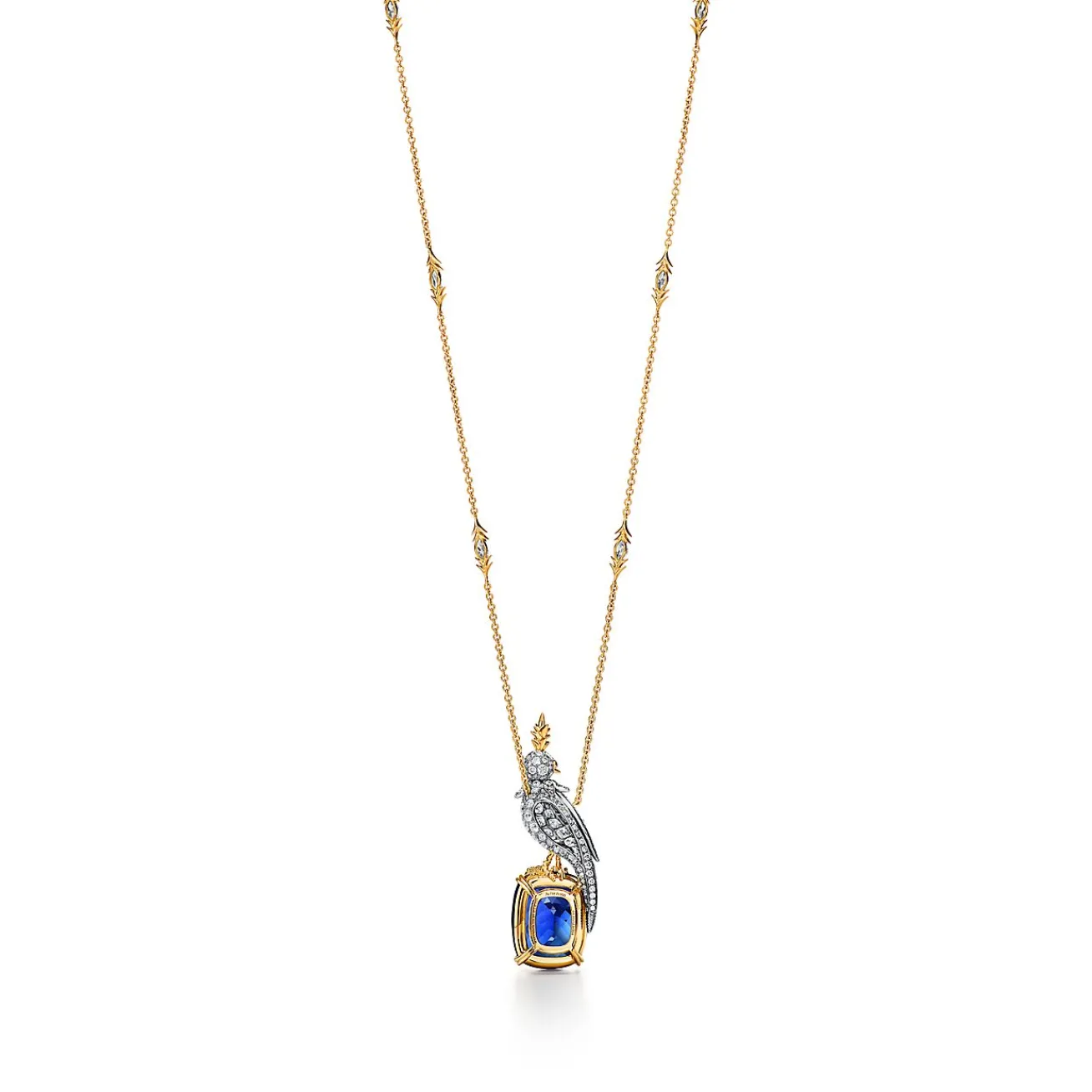 Tiffany & Co. Pendant in Gold and Platinum with a Tanzanite, Diamonds and Pink Sapphires | ^ Necklaces & Pendants|Gold Jewelry