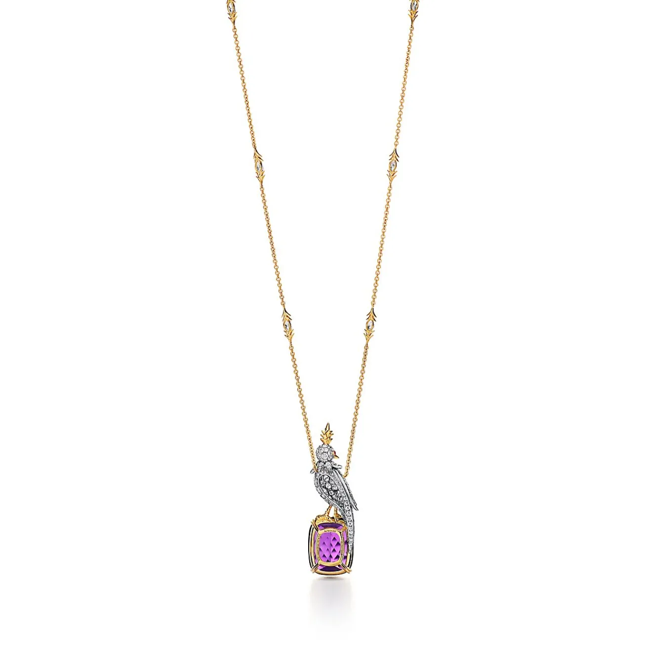Tiffany & Co. Pendant in Gold and Platinum with an Amethyst, Diamonds and Pink Sapphires | ^ Necklaces & Pendants|Gold Jewelry