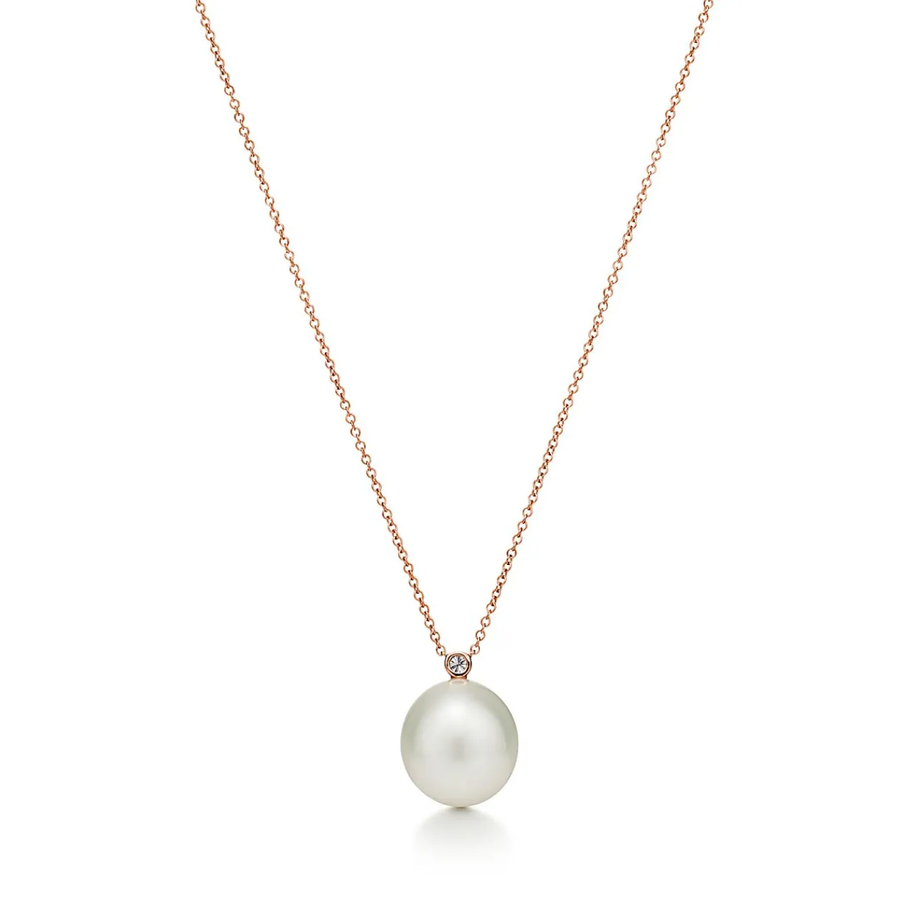 Tiffany & Co. Pendant in 18k rose gold with South Sea cultured pearls and diamonds. | ^ Necklaces & Pendants|Rose Gold Jewelry