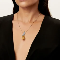 Tiffany & Co. Pendant in Yellow Gold and Platinum with a Citrine, Diamonds and Pink Sapphires | ^ Necklaces & Pendants|Gold Jewelry