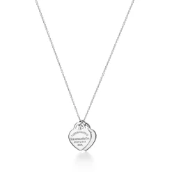 Tiffany & Co. Return to Tiffany® Blue Double Heart Tag Pendant in Silver with a Diamond, Small | ^ Necklaces & Pendants|Gifts for Her