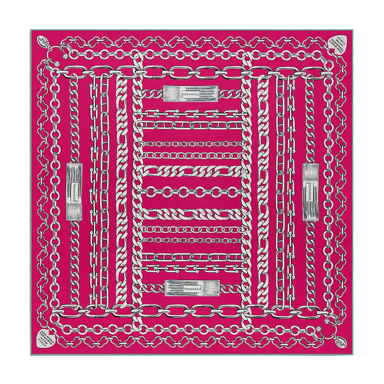 Tiffany & Co. Return to Tiffany® Chains Square Scarf in Fuchsia Silk | ^Women Scarves & Stoles|Women's Accessories