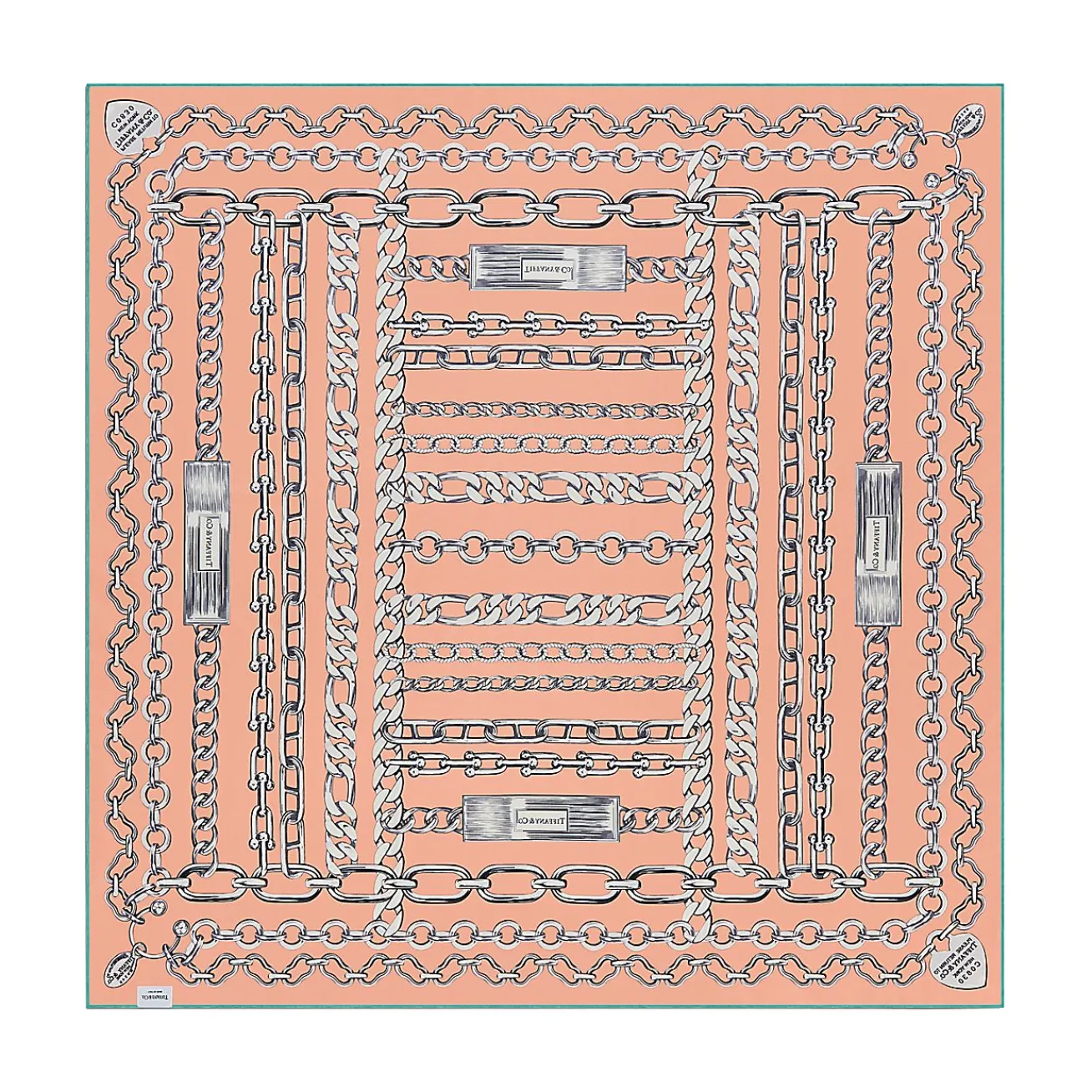 Tiffany & Co. Return to Tiffany® Chains Square Scarf in Peach Silk | ^Women Scarves & Stoles|Women's Accessories