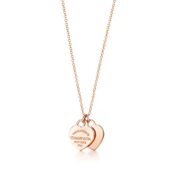 Tiffany & Co. Return to Tiffany® Double Heart Tag Pendant in Rose Gold, Mini | ^ Necklaces & Pendants|Rose Gold Jewelry