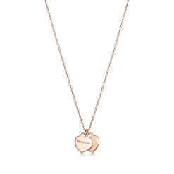Tiffany & Co. Return to Tiffany® Double Heart Tag Pendant in Rose Gold, Mini | ^ Necklaces & Pendants|Rose Gold Jewelry
