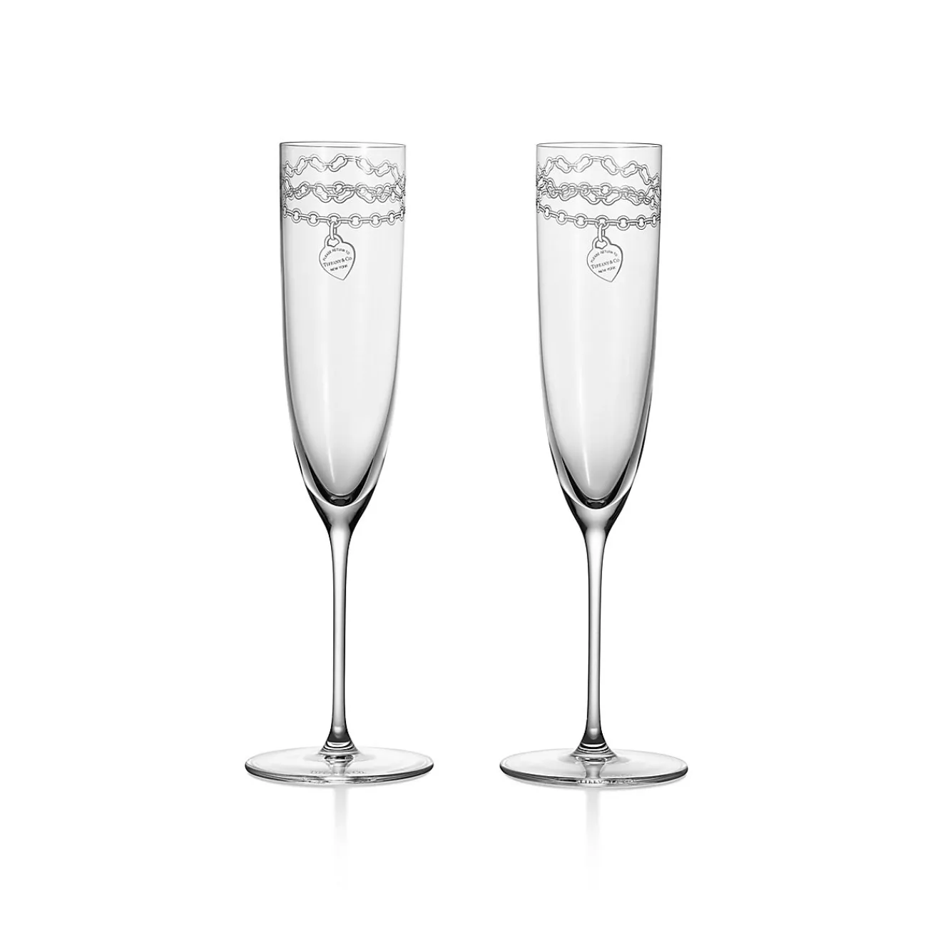 Tiffany & Co. Return to Tiffany® Etched Champagne Glasses Set of Two, in Crystal Glass | ^ The Home|Housewarming Gifts