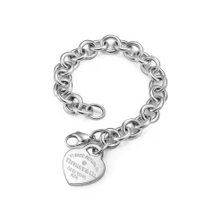 Tiffany & Co. Return to Tiffany® Heart Tag Bracelet in Sterling Silver with a Diamond, Medium | ^ Bracelets|Sterling Silver Jewelry