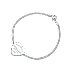 Tiffany & Co. Return to Tiffany® Heart Tag Double Chain Bracelet in Silver, Small | ^ Bracelets|Sterling Silver Jewelry