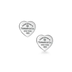 Tiffany & Co. Return to Tiffany® Heart Tag Earrings in Sterling Silver with a Diamond, Mini | ^ Earrings|Gifts for Her