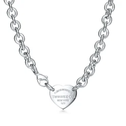 Tiffany & Co. Return to Tiffany® Heart Tag Chain Link Choker in Silver | ^ Necklaces & Pendants|Sterling Silver Jewelry