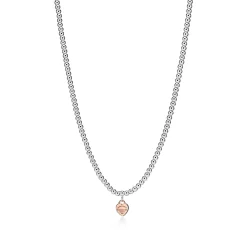 Tiffany & Co. Return to Tiffany® Heart Tag Bead Necklace in Sterling Silver & Rose Gold, Mini | ^ Necklaces & Pendants|New Jewelry