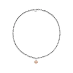 Tiffany & Co. Return to Tiffany® Heart Tag Bead Necklace in Sterling Silver & Rose Gold, Mini | ^ Necklaces & Pendants|New Jewelry