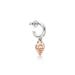 Tiffany & Co. Return to Tiffany® Hoop Earrings in Sterling Silver and Rose Gold, Mini | ^ Earrings|Hoop Earrings