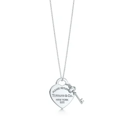 Tiffany & Co. Return to Tiffany® medium heart tag with key pendant in sterling silver. | ^ Necklaces & Pendants|Sterling Silver Jewelry
