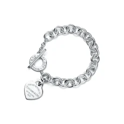 Tiffany & Co. Return to Tiffany™ Medium heart tag in sterling silver on a toggle bracelet 8" long. | ^ Bracelets|Gifts for Her