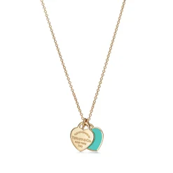 Tiffany & Co. Return to Tiffany® mini double heart tag pendant in 18k gold. | ^ Necklaces & Pendants|Gold Jewelry