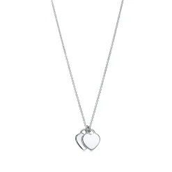 Tiffany & Co. Return to Tiffany™ mini double heart tag pendant in silver with pink enamel finish. | ^ Necklaces & Pendants|Gifts for Her