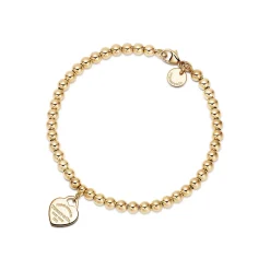 Tiffany & Co. Return to Tiffany® mini heart tag on a bead bracelet in 18k gold, medium. | ^ Bracelets|Gold Jewelry