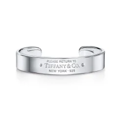 Tiffany & Co. Return to Tiffany® narrow cuff in sterling silver with diamonds, medium. | ^ Bracelets|Bold Silver Jewelry