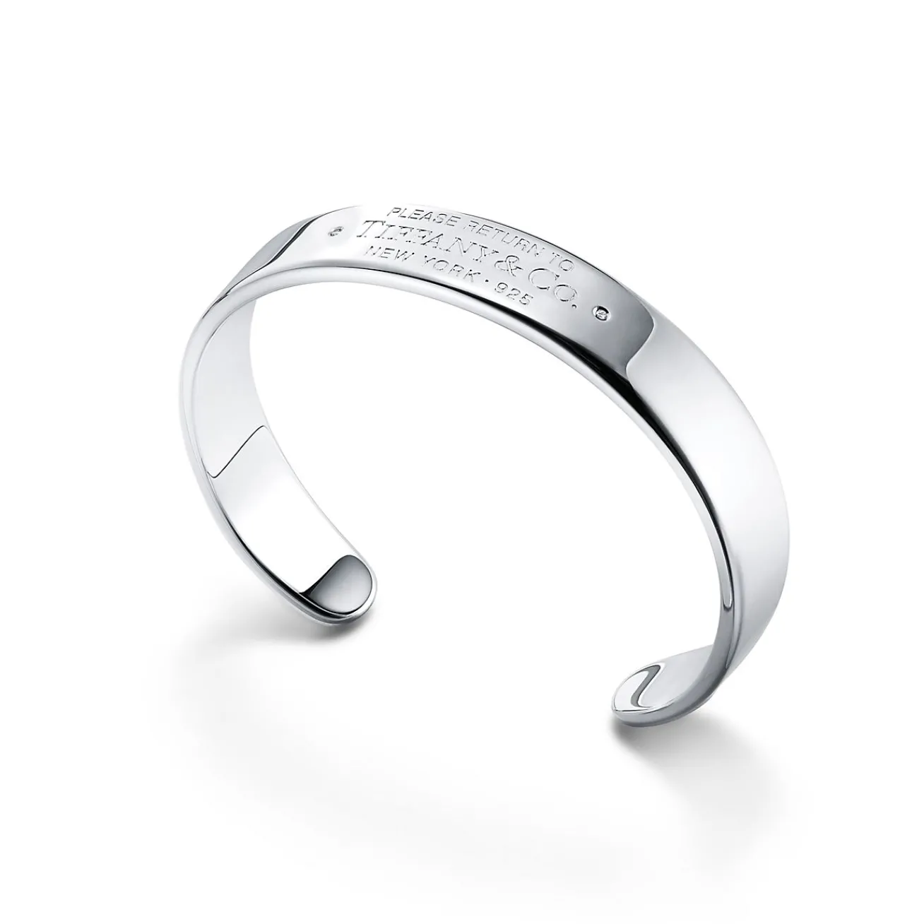 Tiffany & Co. Return to Tiffany® narrow cuff in sterling silver with diamonds, medium. | ^ Bracelets|Bold Silver Jewelry