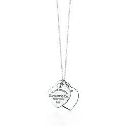 Tiffany & Co. Return to Tiffany® Red Double Heart Tag Pendant in Silver, Small | ^ Necklaces & Pendants|Gifts for Her