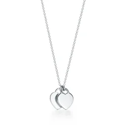 Tiffany & Co. Return to Tiffany® Red Double Heart Tag Pendant in Silver, Mini | ^ Necklaces & Pendants|Sterling Silver Jewelry