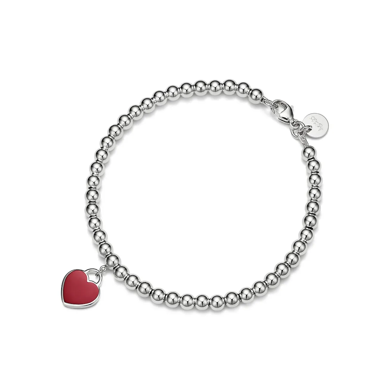 Tiffany & Co. Return to Tiffany® Red Mini Heart Bead Bracelet in Silver with a Diamond, 4 mm | ^ Bracelets|Gifts for Her