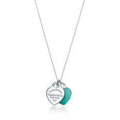 Tiffany & Co. Return to Tiffany® Tiffany Blue® Double Heart Tag Pendant in Silver, Small | ^ Necklaces & Pendants|Sterling Silver Jewelry