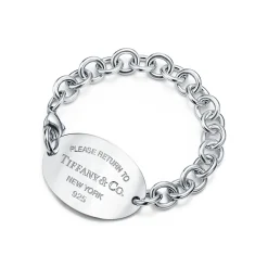 Tiffany & Co. Return to Tiffany® ultra oval tag bracelet in sterling silver, medium. | ^ Bracelets|Bold Silver Jewelry