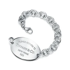 Tiffany & Co. Return to Tiffany® ultra oval tag bracelet in sterling silver, medium. | ^ Bracelets|Bold Silver Jewelry
